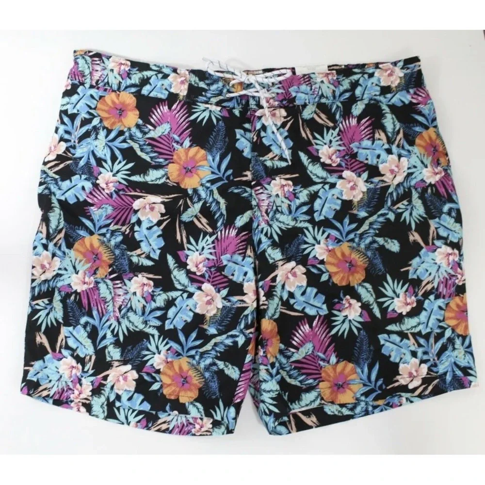 Mens Size XXL Swim Trunks, Mesh Lining Bright Tropical Print 8